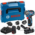 Bosch Akku-Bohrschrauber GSR 12V-35 FC - FlexiClick, mit 4 x Aufsatz, 2x Akku GBA 12V 3.0Ah, Ladegerät GAL 12V-40, Zusatzhandgriff, L-BOXX (06019H3008) Produktbild img1 S