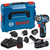 Bosch Akku-Bohrschrauber GSR 12V-35 FC - FlexiClick, mit 4 x Aufsatz, 2x Akku GBA 12V 3.0Ah, Ladegerät GAL 12V-40, Zusatzhandgriff, L-BOXX (06019H3008) Produktbild