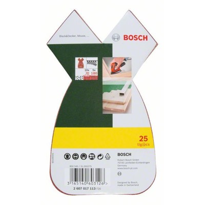 Produktbild von Bosch - Schleifblatt-Set für Multischleifer, 25-teilig, 4 Löcher, 93 x 62mm (26