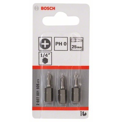 Produktbild von Bosch - Schrauberbit Extra-Hart, PH 0, 25mm, 3er-Pack (2607001506)