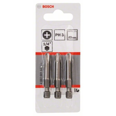 Produktbild von Bosch - Schrauberbit Extra-Hart, PH 3, 49mm, 3er-Pack (2607001531)