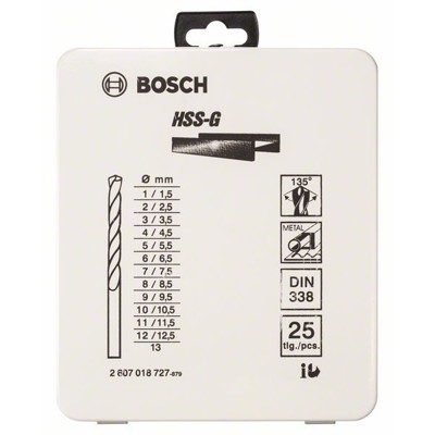 Produktbild von Bosch - 25-tlg. Metallbohrer-Set HSS-G, DIN 338, 135° in Metallkassette, 1–13 m