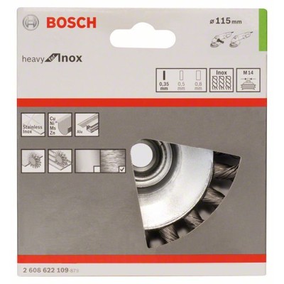 Produktbild von Bosch - Kegelbürste, rostfreier Draht gezopft 0,35mm, ø100mm (2608622109)