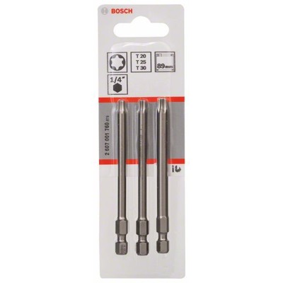 Produktbild von Bosch - Schrauberbit-Set Extra-Hart, 3-teilig, T20, T25, T30, 89 mm (2607001760