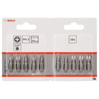 Produktbild von Bosch - Schrauberbit Extra-Hart, PH 2, 25mm, 10er-Pack, im Blister (2607001512)