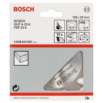 Produktbild von Bosch - Scheibenfräser ø105 x ø20 x 2,8mm, 10 Zähne (3608641001)