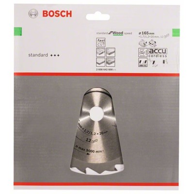 Produktbild von Bosch - Kreissägeblatt Speedline Wood ø165 x 20/16 x 1,7mm, 12 Zähne (260864260