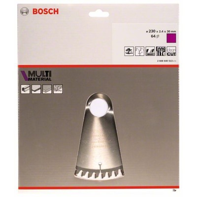 Produktbild von Bosch - HW Kreissägeblatt Multi Material ø230 x 30mm 64TR- F SB2,4 (2608640513)