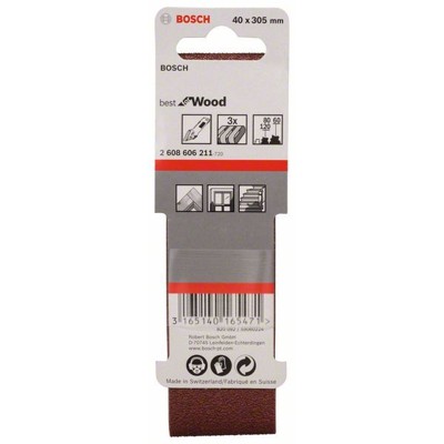 Produktbild von Bosch - Schleifband-Set X440, Best for Wood and Paint, 3-teilig, 40 x 305mm, 60