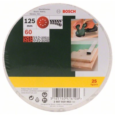 Produktbild von Bosch - Schleifblatt-Set für Exzenterschleifer, 25-teilig, 8 Löcher, 125mm, 60