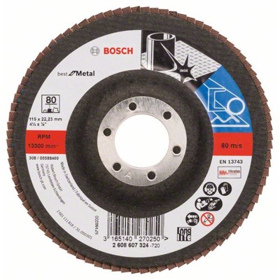 Produktbild von Bosch - Fächerschleifscheibe X571, Best for Metal, gerade, 115mm, 80, Glasgeweb