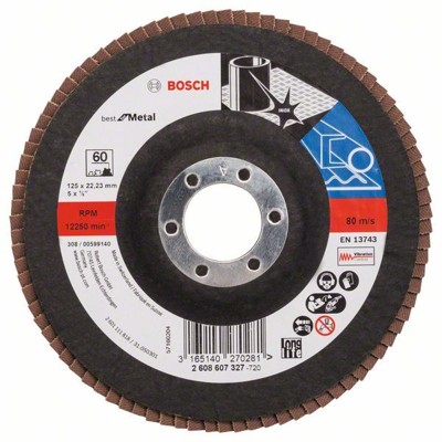 Produktbild von Bosch - Fächerschleifscheibe X571, Best for Metal, gerade, 125mm, 60, Glasgeweb