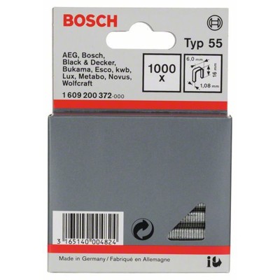 Produktbild von Bosch - Schmalrückenklammer Typ 55, 6 x 1,08 x 16mm, 1000er-Pack (1609200372)