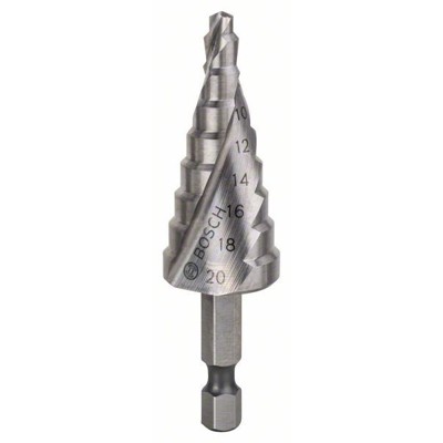 Produktbild von Bosch - Stufenbohrer HSS, Sechskantschaft, 4 - 20mm, 1/4", 70,5mm, 9 Stufen (26