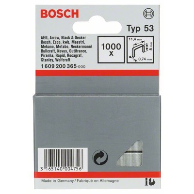 Produktbild von Bosch - Feindrahtklammer Typ 53, 11,4 x 0,74 x 8mm, 1000er-Pack (1609200365)