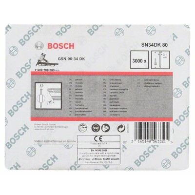 Produktbild von Bosch - D-Kopf Streifennagel SN34DK, blank, glatt, 80mm (2608200003)