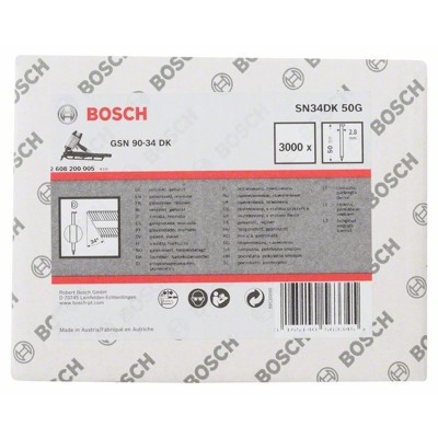 Produktbild von Bosch - D-Kopf Streifennagel SN34DK, verzinkt, glatt, 50mm (2608200005)