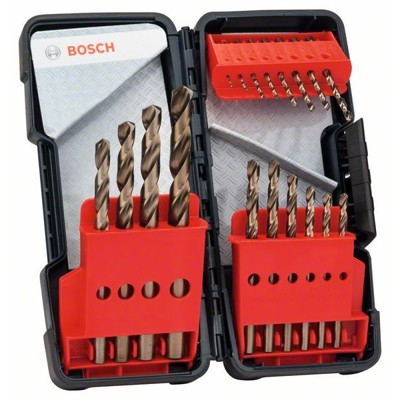 Produktbild von Bosch - 18-tlg. Toughbox-Metallbohrer-Set, HSS-Co, DIN 338, 135°, 1–10 mm (2607