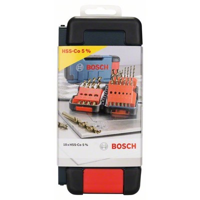 Produktbild von Bosch - 18-tlg. Toughbox-Metallbohrer-Set, HSS-Co, DIN 338, 135°, 1–10 mm (2607