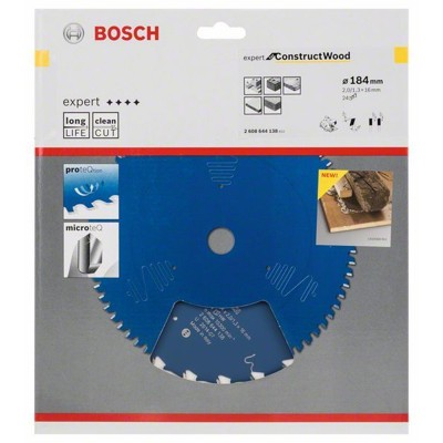 Produktbild von Bosch - Kreissägeblatt Expert for Construct Wood ø184 x 16 x 2,0mm, 24 Zähne