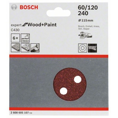 Produktbild von Bosch - Schleifblatt-Set C430 8 Löcher ø115mm Körnung 60 / 120 / 240 (260860510