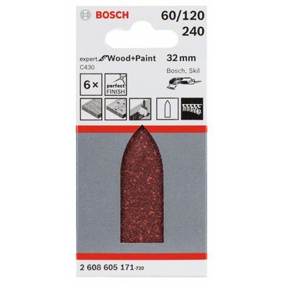 Produktbild von Bosch - Schleifblatt-Set C430 für Deltaschleifer ungelocht Körnung 60 / 120 / 2