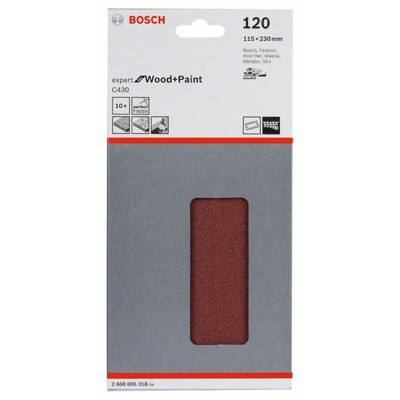 Produktbild von Bosch - Schleifblatt C430 für Schwingschleifer 10er-Pack 14 Löcher 115x230mm Kö