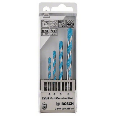 Produktbild von Bosch - 4-teiliges Bohrer-Set CYL-9 MultiConstruction, 4/5/6/8 mm