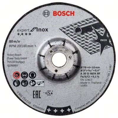 Produktbild von Bosch - Schruppscheibe Expert for Inox A 30 Q INOX BF, 76 x 4 x 10mm, 2 Stück