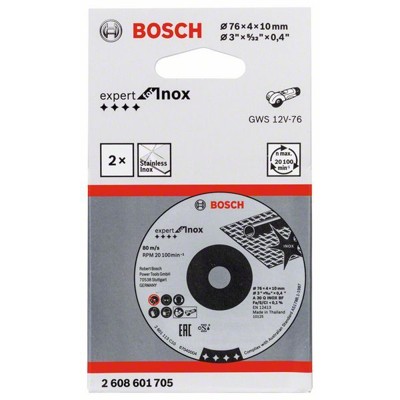 Produktbild von Bosch - Schruppscheibe Expert for Inox A 30 Q INOX BF, 76 x 4 x 10mm, 2 Stück