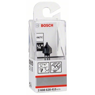 Produktbild von Bosch - V-Nutfräser, 1/4", D1 12,7 mm, L 12,7 mm, G 45 mm, 90° (2608628415)