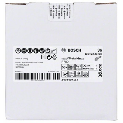 Produktbild von Bosch - Fiberscheibe R780 Best for Metal and Inox, X-LOCK, 125 x 22,23mm, K 36,