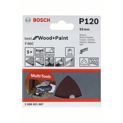 Produktbild von Bosch - Schleifblatt F460 Best for Wood and Paint, 93 mm, 180, 5er-Pack (260862