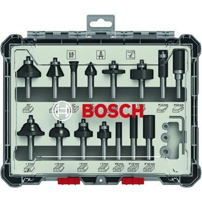 Produktbild von Bosch - 15-teiliges Fräser-Set, 8-mm-Schaft. Für Handfräsen (2607017472)