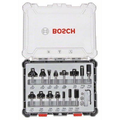 Produktbild von Bosch - 15-teiliges Fräser-Set, 8-mm-Schaft. Für Handfräsen (2607017472)