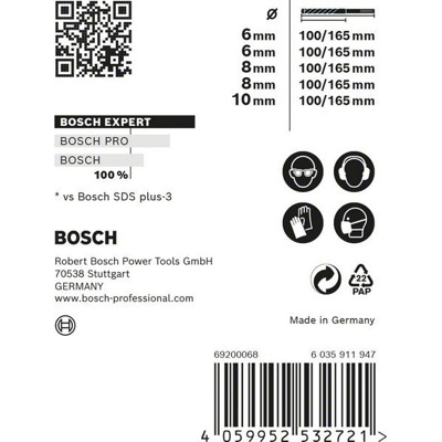 Produktbild von Bosch - EXPERT SDS plus-7X Hammerbohrer-Set, 6/6/8/8/10mm, 5-teilig für Bohrhäm