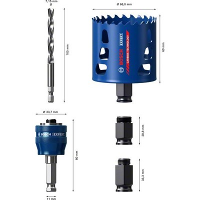 Produktbild von Bosch - EXPERT Tough Material Lochsäge-Starter-Set, 51 x 60 mm (2608900449)