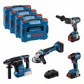 Produktbild von Bosch - Combo Kit Set mit 4x 18V: GSR18V-110C/GDX18V-210C/GWS18V-10/GBH 18V-24C