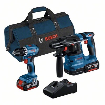 Produktbild von Bosch - Combo Kit 2-tlg. 18V: GSR 18V-45 + GBH 18V-22 + 2 x Akku 4.0Ah, Schnell