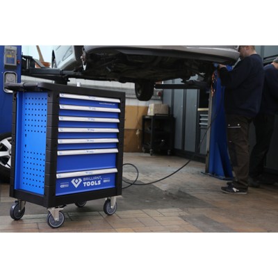 Produktbild von Brilliant Tools - BLAU/SILBER Werkstattwagen mit 7 Schubladen und 207 Premium-W