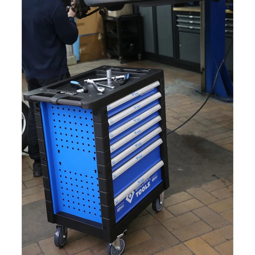 Brilliant Tools BLAU/SILBER Werkstattwagen mit 7 Schubladen und 207 Premium-Werkzeugen Produktbild img19 L