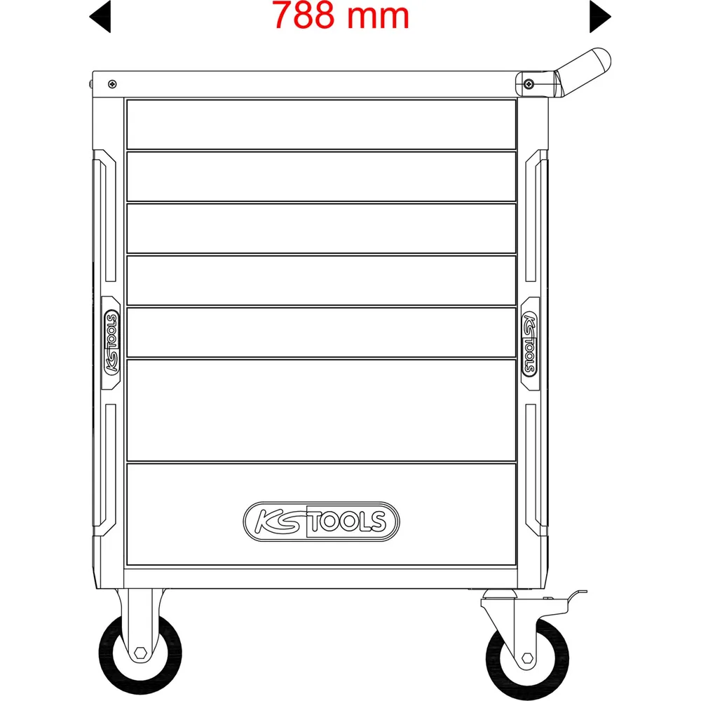 KSTOOLS RACINGline SCHWARZ/ROT Werkstattwagen mit 7 Schubladen und 215 Premium-Werkzeugen Produktbild img6 L