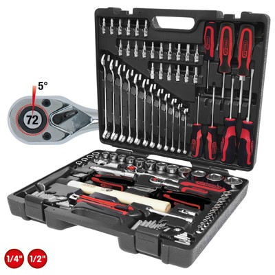 Produktbild von KSTOOLS® - 1/4"+1/2" CHROMEplus Universal-Werkzeug-Satz, 97-teilig