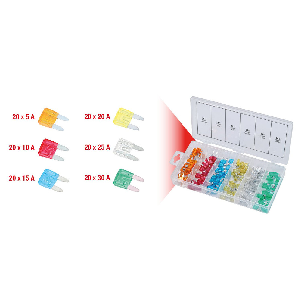 KSTOOLS Sortiment Mini-Sicherungen, 5-30A, 120-teilig Produktbild img12 L