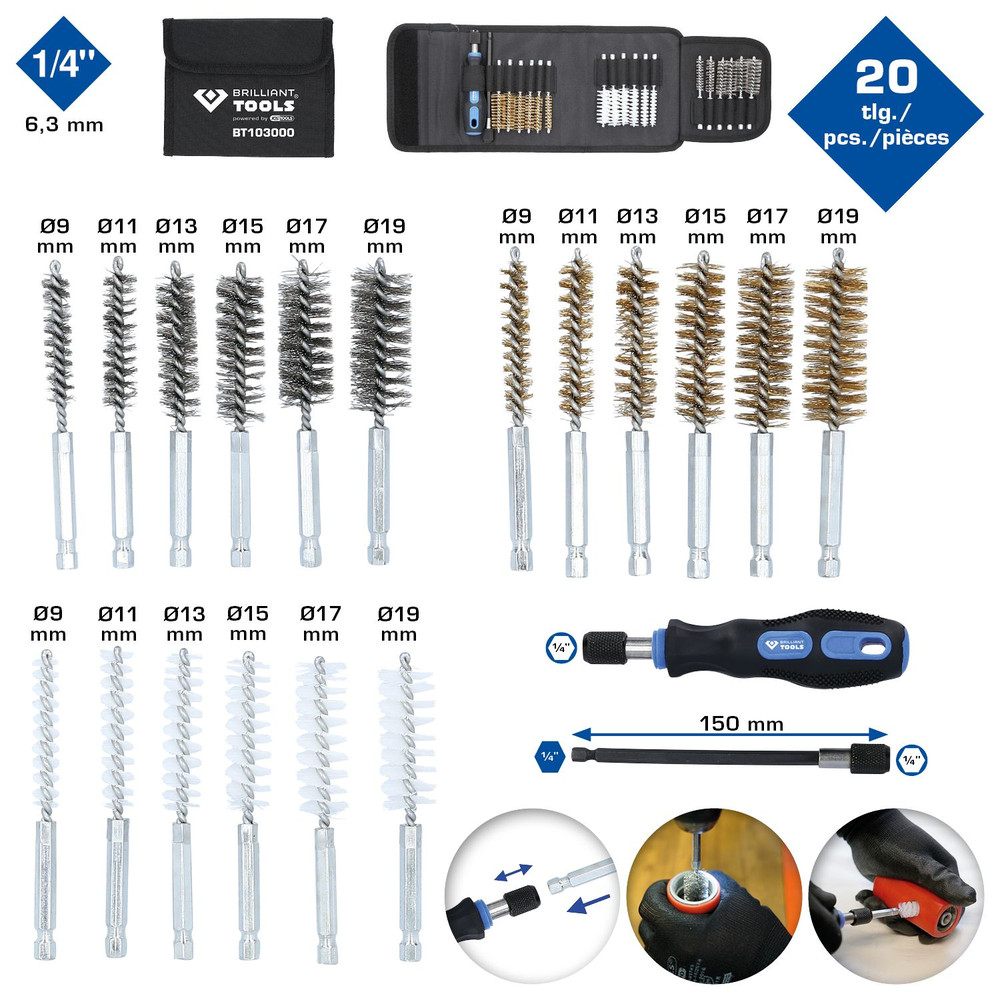 Brilliant Tools Reinigungs-Bürsten-Satz, 20-teilig Produktbild img18 L
