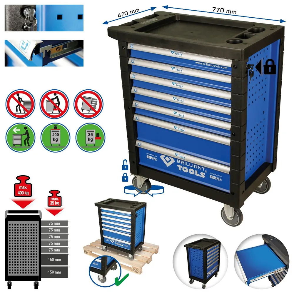 Brilliant Tools Werkstattwagen mit 7 Schubladen, leer Produktbild img2 L