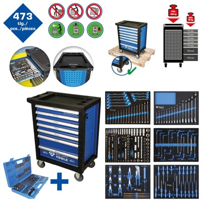 Produktbild von Brilliant Tools - Werkstattwagen mit 7 Schubladen und 473 Werkzeugen