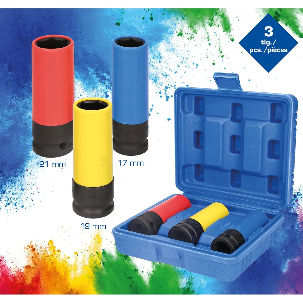 Brilliant Tools 1/2" Alu-Felgen-Kraft-Stecknuss-Satz, 17 / 19 / 21mm, 3-teilig Produktbild img1 L