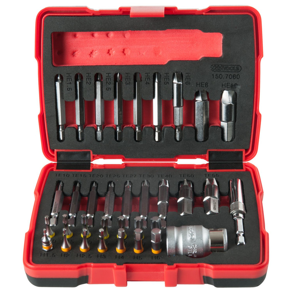 KSTOOLS 1/4" + 10mm Torx- und Innensechskant-Schrauben-Ausdreher-Satz, 34-teilig Produktbild img2 L