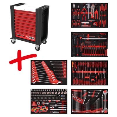 Produktbild von KSTOOLS® - Performanceplus Werkstattwagen-Satz P10 mit 284 Werkzeugen für 6 Sch